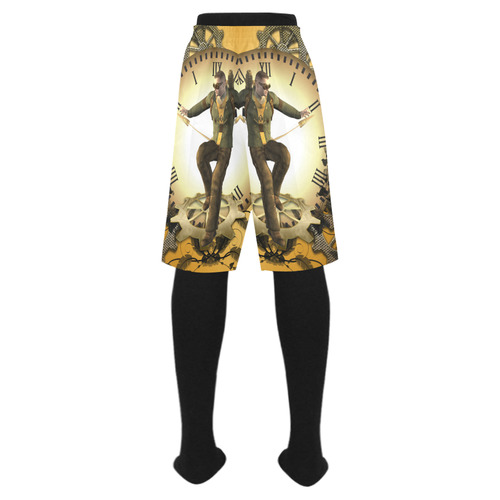 Steampunk, man, clocks and gears Men's Swim Trunk (Model L21)