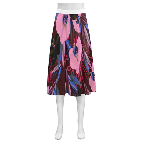 Exotic and WILD Tropical artistic collection 2016 : Designers quality in pink, black and cobalt blue Mnemosyne Women's Crepe Skirt (Model D16)