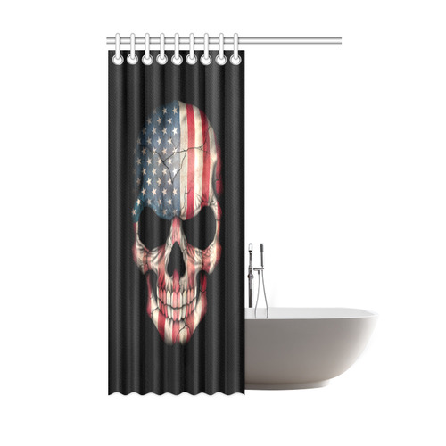American Flag Skull Shower Curtain 48"x72"