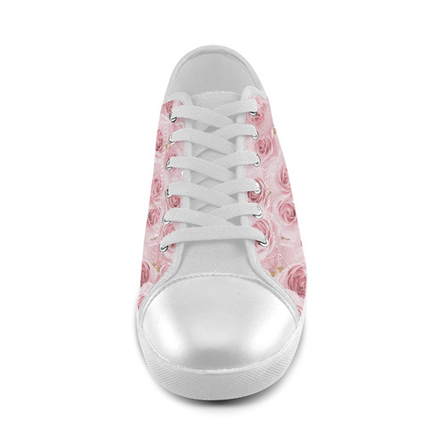 Rose roses floral flowers- Pink pattern Canvas Shoes for Women/Large Size (Model 016)