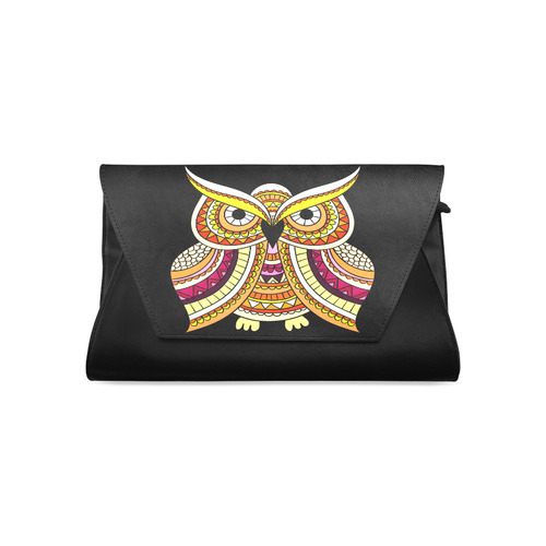 Yellow Green Red Ethnic Owl Nature Clutch Bag (Model 1630)