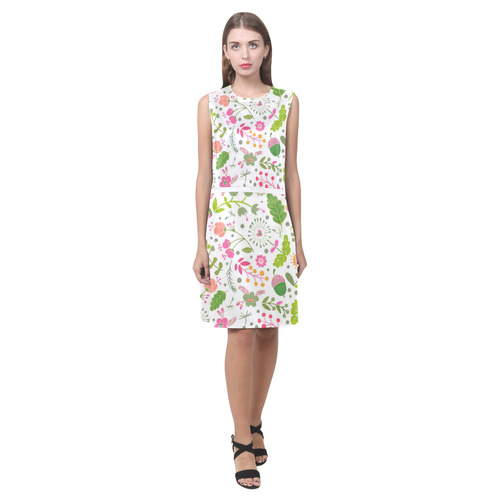 Cute Heart Flowers Floral Eos Women's Sleeveless Dress (Model D01)