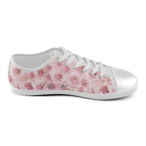 Rose roses floral flowers- Pink pattern Canvas Shoes for Women/Large Size (Model 016)