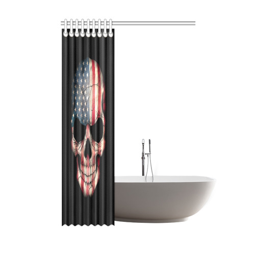 American Flag Skull Shower Curtain 48"x72"