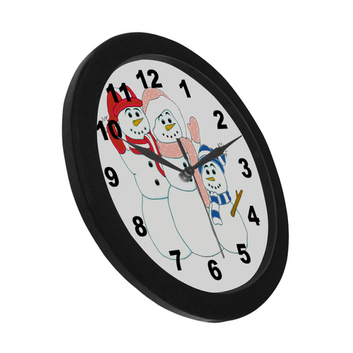 Snowman Family Circular Plastic Wall clock