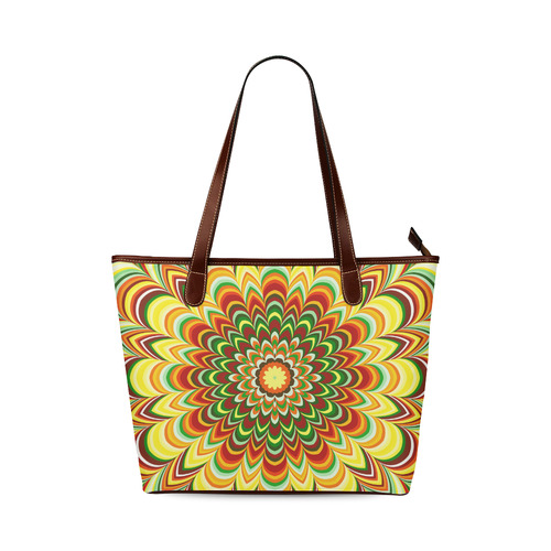Colorful flower striped mandala Shoulder Tote Bag (Model 1646)
