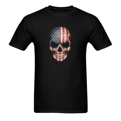 American Flag Skull Men's T-Shirt in USA Size (Two Sides Printing)