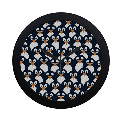 Penguin Pattern Circular Plastic Wall clock