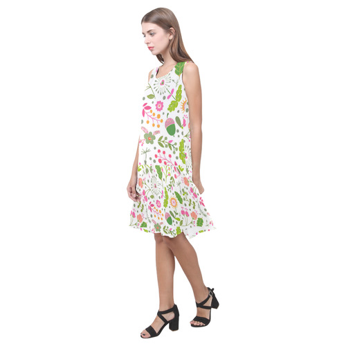 Cute Heart Flowers Floral Sleeveless Splicing Shift Dress(Model D17)