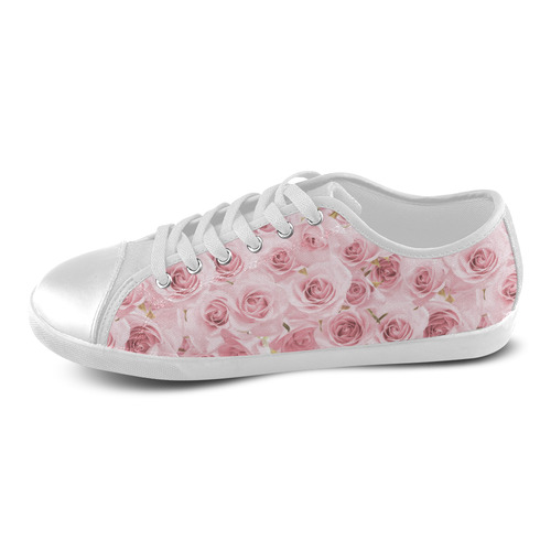 Rose roses floral flowers- Pink pattern Canvas Shoes for Women/Large Size (Model 016)