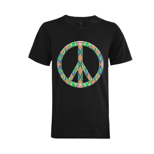 Groovy Psychedelic Peace Sign Men's V-Neck T-shirt  Big Size(USA Size) (Model T10)