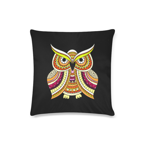 Yellow Green Cute Ethnic Owl Nature Custom Zippered Pillow Case 16"x16"(Twin Sides)