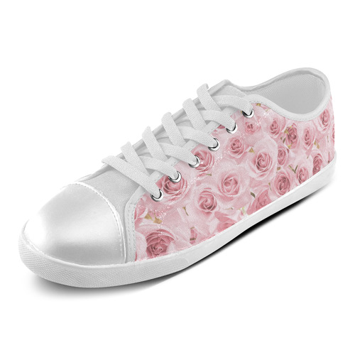 Rose roses floral flowers- Pink pattern Canvas Shoes for Women/Large Size (Model 016)