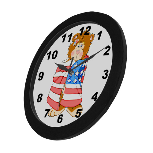 Patriotic Flag Bear Circular Plastic Wall clock