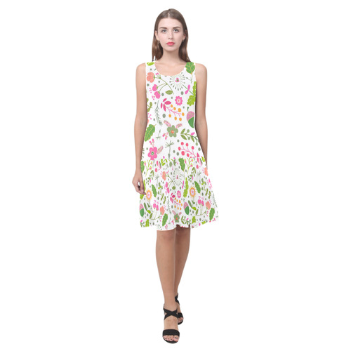 Cute Heart Flowers Floral Sleeveless Splicing Shift Dress(Model D17)