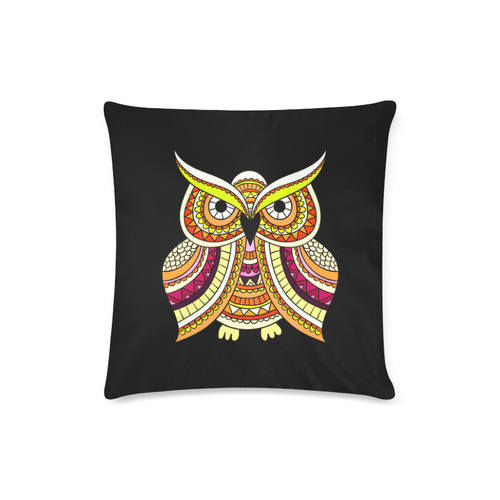 Yellow Green Cute Ethnic Owl Nature Custom Zippered Pillow Case 16"x16" (one side)