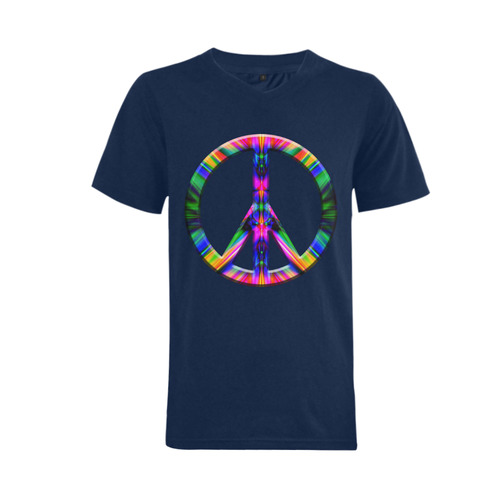 Groovy Psychedelic Peace Sign Men's V-Neck T-shirt  Big Size(USA Size) (Model T10)