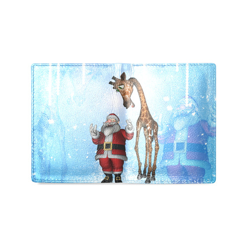 Funny Santa Claus and giraffe Men's Leather Wallet (Model 1612)