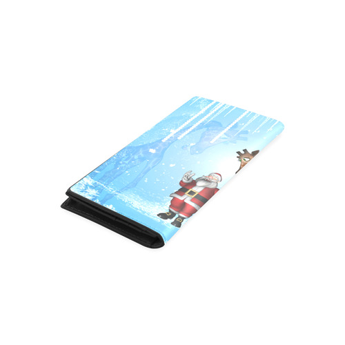 Funny Santa Claus and giraffe Women's Leather Wallet (Model 1611)