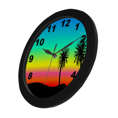 Rainbow Palm Trees Circular Plastic Wall clock