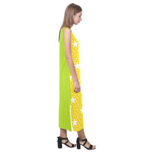 Only two Colors: Sun Yellow - Spring Green Phaedra Sleeveless Open Fork Long Dress (Model D08)