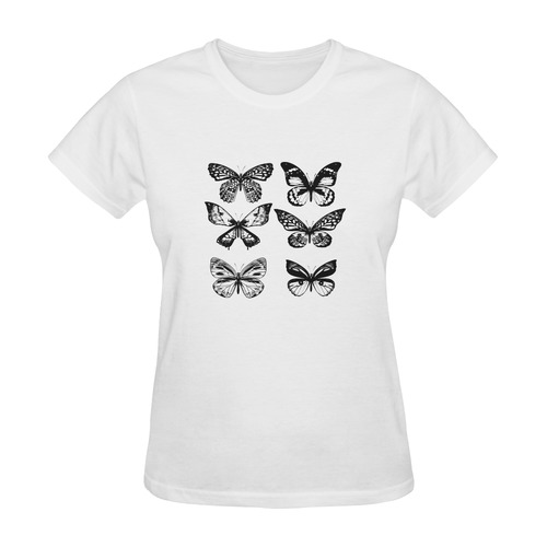 Artistic destigners Butterfly T-Shirt edition : Black and white 2016 Collection. NEW ARRIVAL in Shop Sunny Women's T-shirt (Model T05)
