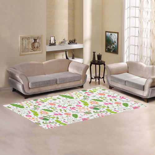 Cute Heart Flowers Floral Area Rug 7'x3'3''