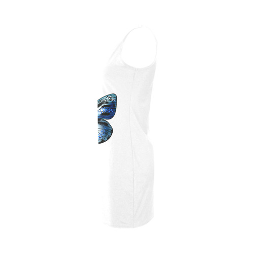 Hand-drawn artistic Designers fashion 2016. NEW EDITION AVAILABLE in Our Shop. White and cobalt Blue Medea Vest Dress (Model D06)
