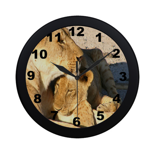 Lion And Cub Love Circular Plastic Wall clock