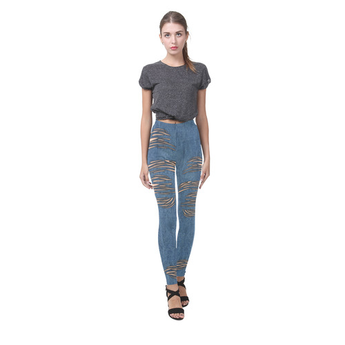 Torn Look Denim Jeans - Halloween - Light Skin Cassandra Women's Leggings (Model L01)