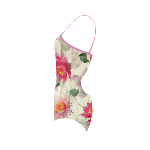 Lotus Flower Pattern Strap Swimsuit ( Model S05)