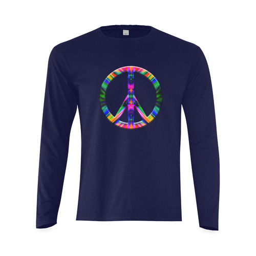 Groovy Psychedelic Peace Sign Sunny Men's T-shirt (long-sleeve) (Model T08)
