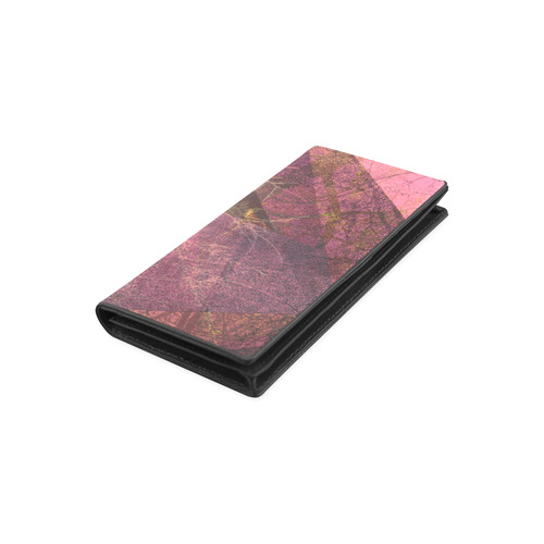 Pink Maroon Purple PATTERN GARDEN NO5L-W2_ Women's Leather Wallet (Model 1611)