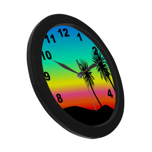 Rainbow Palm Trees Circular Plastic Wall clock