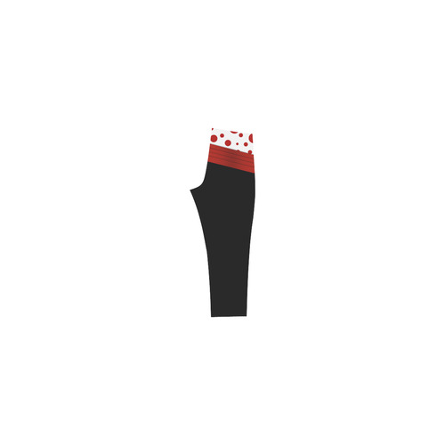 Polka Dots with Red Sash on Black Capri Legging (Model L02)