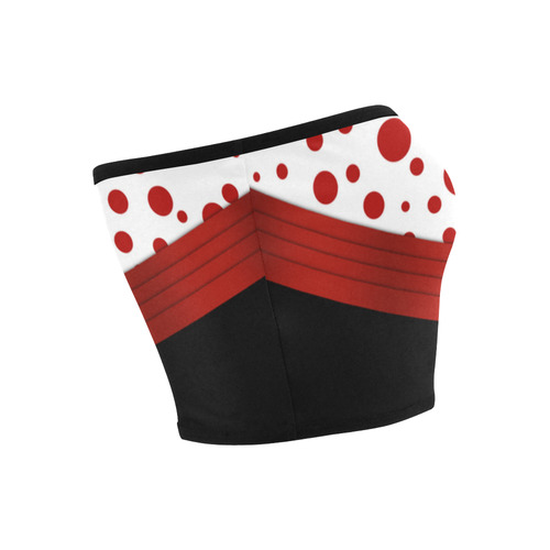 Polka Dots with Red Sash on Black Bandeau Top