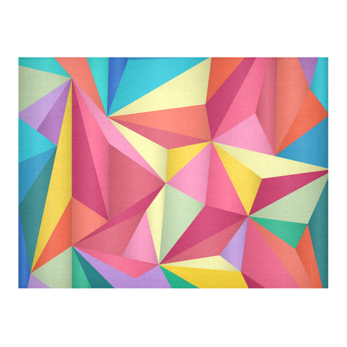 Colorful Triangles Abstract Geometric Cotton Linen Tablecloth 52"x 70"