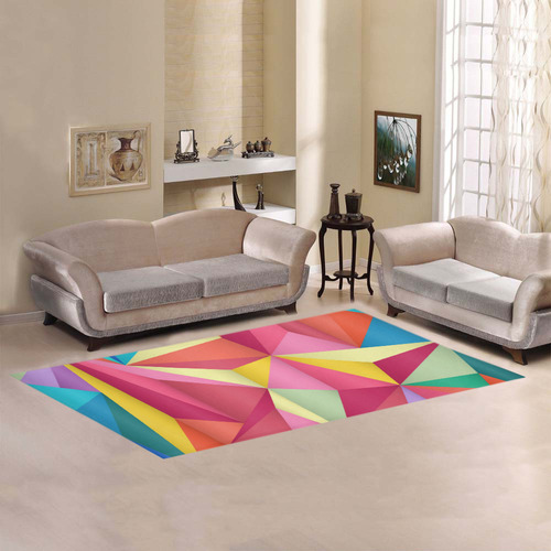 Colorful Triangles Abstract Geometric Area Rug 7'x3'3''