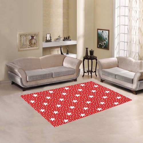 Different Size Stars seamless pattern white Area Rug 5'3''x4'