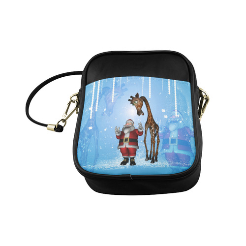 Funny Santa Claus and giraffe Sling Bag (Model 1627)