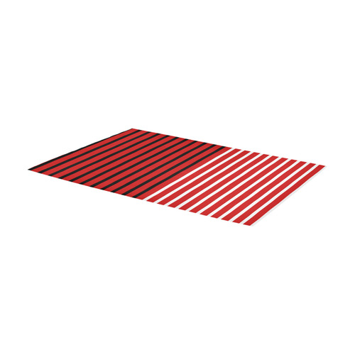 Narrow White & Black Flat Stripes Pattern Area Rug 7'x3'3''