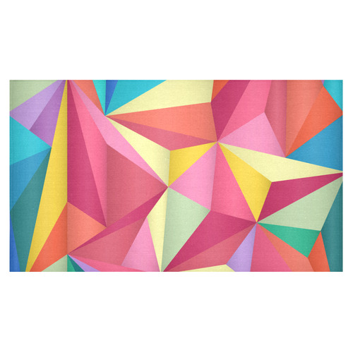 Colorful Triangles Abstract Geometric Cotton Linen Tablecloth 60"x 104"