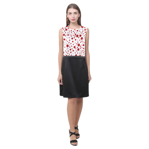 Red Polka Dots with Black Eos Women's Sleeveless Dress (Model D01)