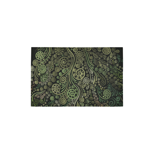 3D Ornaments -Fantasy Tree zoom, green on black Area Rug 2'7"x 1'8‘’