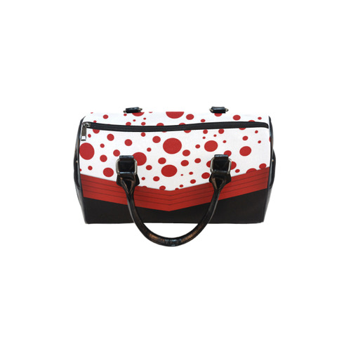 Polka Dots With Red Sash and Black Boston Handbag (Model 1621)