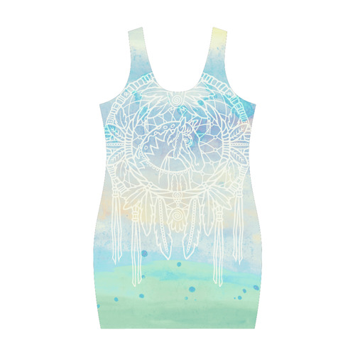 Indians Dreamcatcher HORSE Watercolor Painting Medea Vest Dress (Model D06)