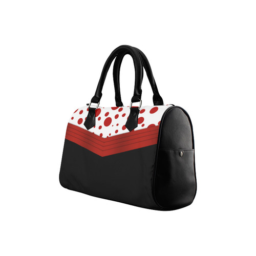 Polka Dots With Red Sash and Black Boston Handbag (Model 1621)