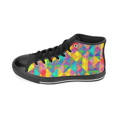 Colorful Abstract Christmas New Year Celebration High Top Canvas Women's Shoes/Large Size (Model 017)