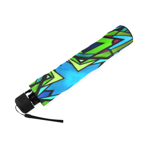 Blue and Green Stained Glass Foldable Umbrella (Model U01)