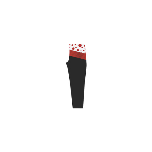 Polka Dots with Red Sash on Black Capri Legging (Model L02)